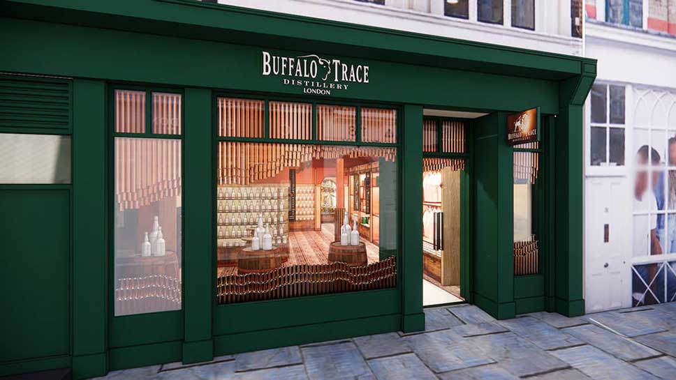 Render of front of the Buffalo Trace Distillery Experience in London, U.K.