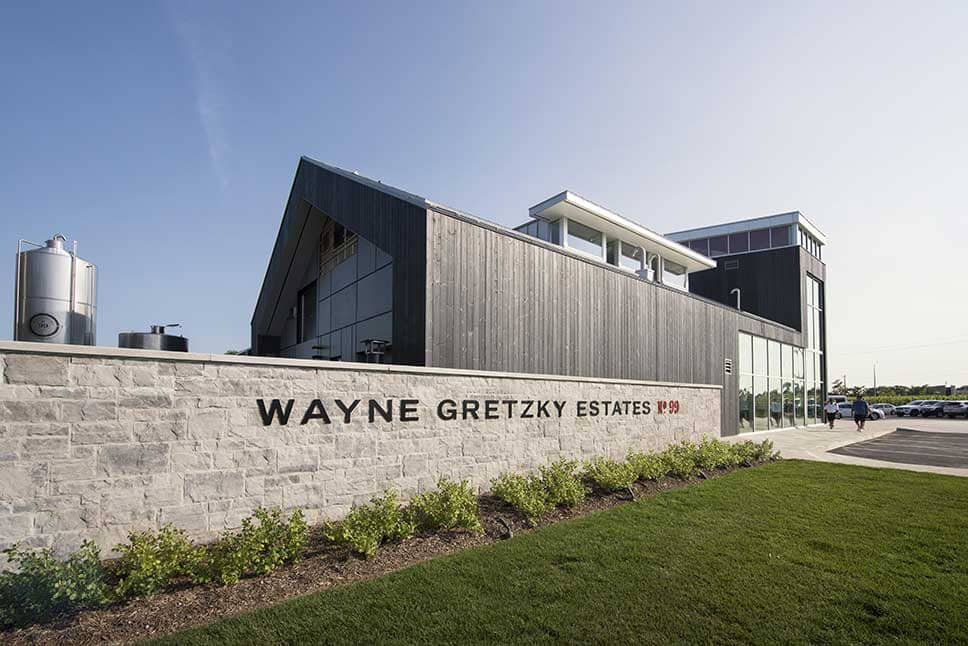 Exterior of Wayne Gretzky Estates winery and distillery.