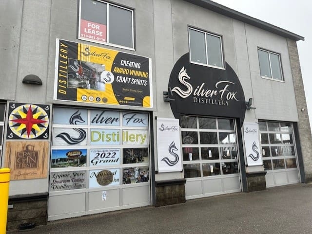 Exterior of Silver Fox Distillery in Arthur, Ontario.