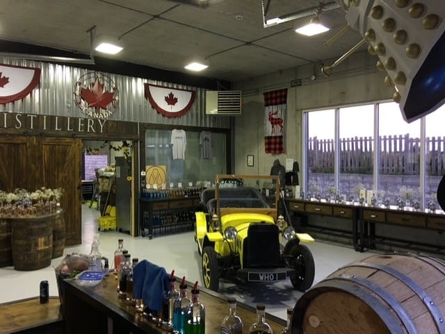 Interior of Silver Fox Distillery in Arthur, Ontario.