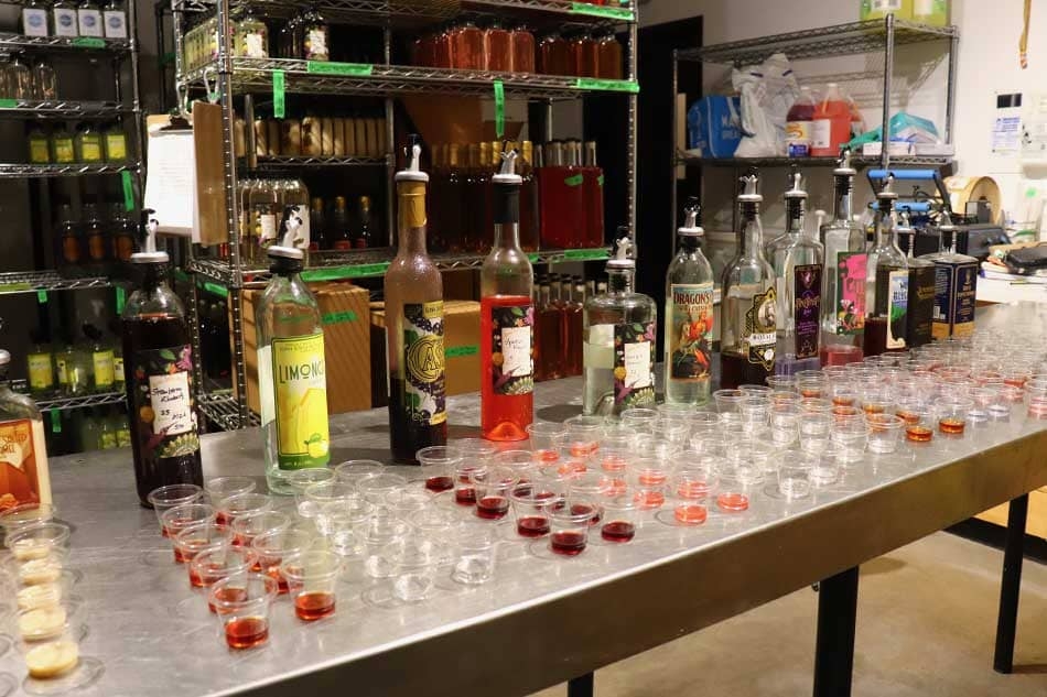 A tasting table at Elora Distilling Company.