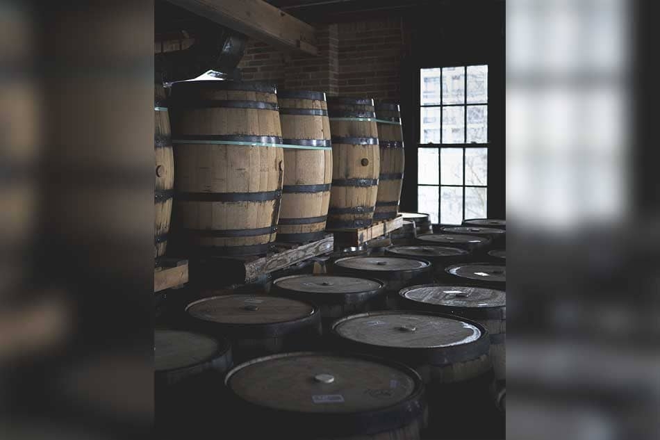 Barrels aging at Spring Mill Distillery.