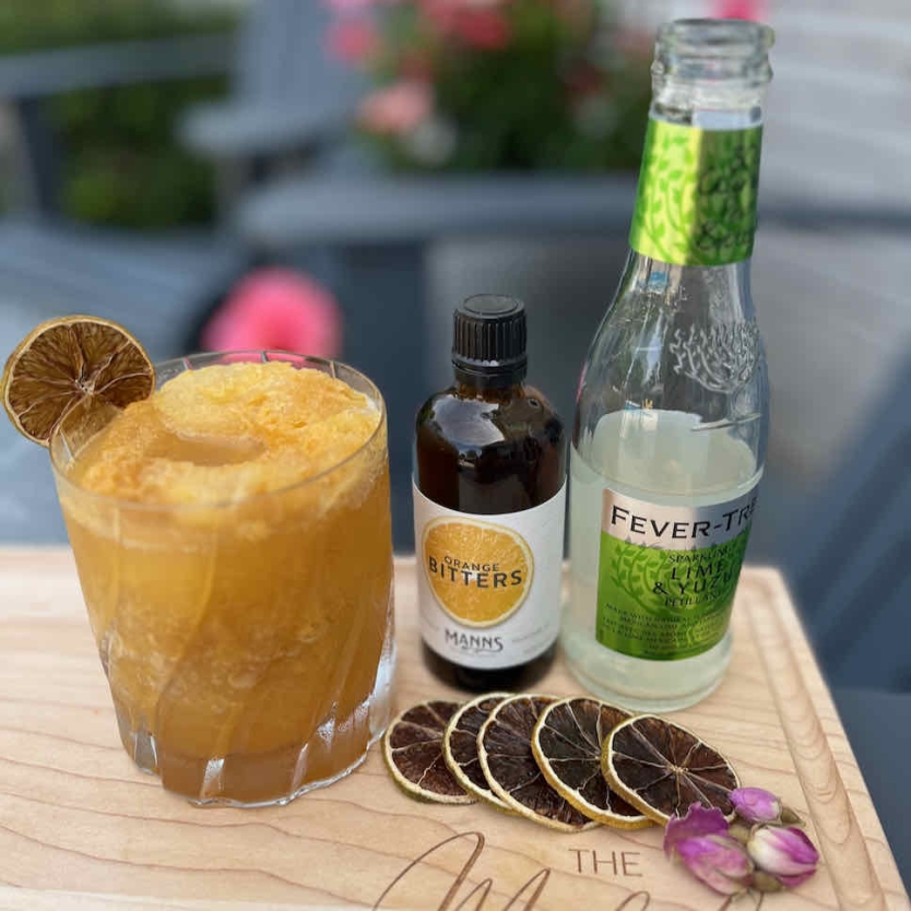 Grandma's Summertime Slush with ingredient's on a table.