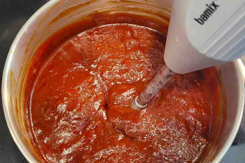 Blending the BBQ Sauce.