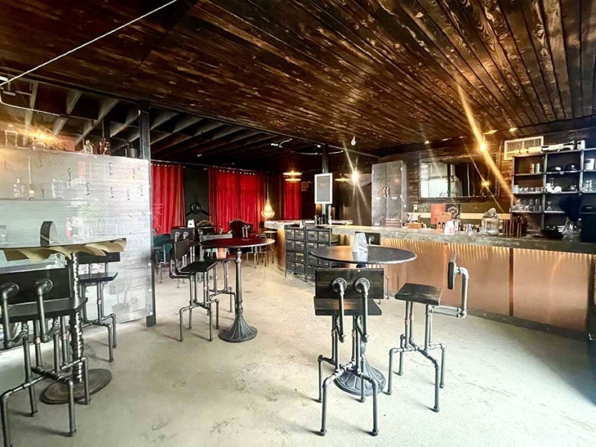 Cocktail room in Skunkworks Distillery in Calgary.